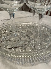 Vintage Crystal Grappa Wine Glasses Set Of 4 Hand Blown Stems 7 In.