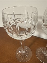 Pair of Waterford 7.25″ Tall Wine Glasses – Signed Waterford – Vintage Crystal