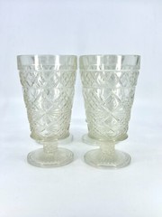 4 Vintage Hazel Atlas Big Top Peanut Butter Footed Water Goblets Wine Glasses