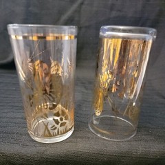Vintage FEDERAL BUTTERFLY GOLD Glasses Tumblers Set lot of 4 – Culver style