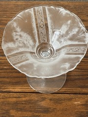 Antique Cambridge Crystal Etched Floral Frosted Compote 6”