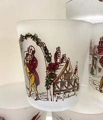 8 Vintage Federal Glass Frosted Glasses Dickens Characters Rocks 6 Oz