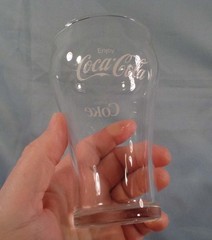 Lot of 4 Coca-Cola Coke Bell Shaped Clear Glass Tumblers Script Logo 10 & 12 oz.