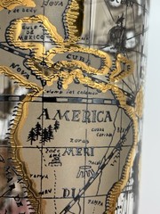 7 Vintage MCM Cera 22K Gold Old World Map Cocktail Tumblers Glasses EUC L👀K