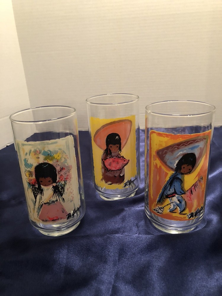 Vtg Libbey DeGrazia Glasses-3 Total-Children Of The Southwest
