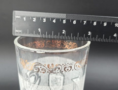 2 Mid Century Continental Can Co. Gold Trim White Rooster Eagle Juice Glasses