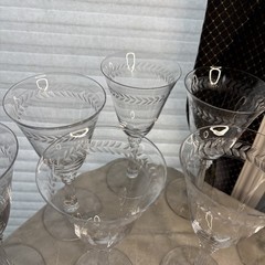 Estate Crystal Laurel Leaf Stemware (European) Set Of 7…7.5″tall