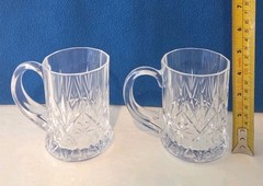 Set of 2 Cristal d’Arques-Durand Chantilly Taille Beaugency Crystal Mugs .France