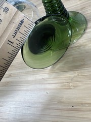 Vintage Beehive Stem Etched Wine Goblets Green Stem Mixed Set of 14