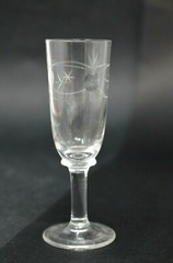 Vintage Mid-Century 6 Wafer Cut Starburst Etched GLASSES Liqueur Stemmed 3 5/8″