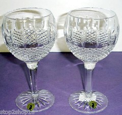 Waterford Crystal GLENMEDE Balloon Wine Glass Pair 7.5″H 14oz Germany 114848 New