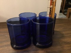 4 Anchor Hocking Essex Cobalt Blue 9 oz Drinking Glasses Tumblers 10 panels
