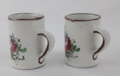 Set of 2 Hand-Painted Folk Art Espresso Cups – Small Ceramic, Floral Design