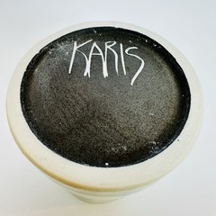 Karis Swink Barry Animal Pottery Rabbit Tumbler Sgraffito Studio Ceramic Signed
