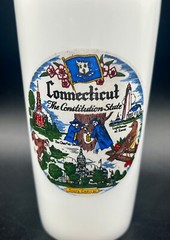 Vintage Federal Glass Connecticut State Map Souvenir 12 oz. Milk Glass Tumbler