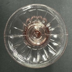 Vintage Pink Ribbed Glass Goblet , 7 7/8” Tall, Depression Glass / Art Deco
