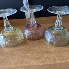 VTG.*Champagne/Sherbet Glasses *cut Diamond Pattern *various Pastel Colors