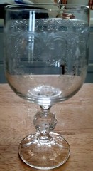 Import Assoc Clear Etched Glass Cascade Wine Stem Multifaceted Ball on Stem