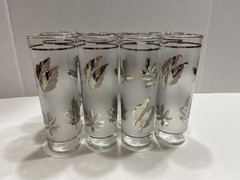 8 Libbey Silver Foliage Leaf Hostess Set Glasses – New without Box 7″ – 13.5 oz