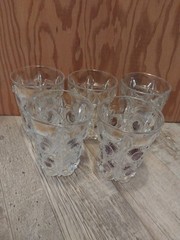 (Lot Of 5) VTG BULLSEYE AND DAISY NEWPORT EAPG US Glass Co Tumblers Amethyst 4″