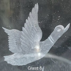 Wildlife Geese & Deer Etched Crystal Lowball Tumblers 6pc Set c1980s Germany 4″t