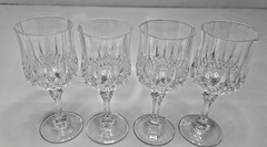 4 Vintage Cristal D’Arques LONGCHAMP Wine Glasses 6.5″ Lead Crystal France 6 oz