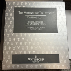 Waterford Millennium 5 Universal Toasting Flutes Pair New in Box 104908 9.25×3.5