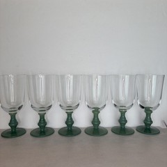 (6) Vintage Isabelle Green Iced Tea Goblets Glasses VILLEROY & BOCH Jade Stamped