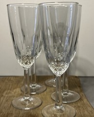 5 VTG J.G.DURAND FRANCE DIAMANT CHAMPAGNE FLUTE CORDIAL CRYSTAL STEMWARE 6 3/4″