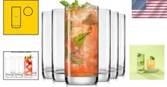 6pc Faye 13oz Tall Highball Glasses – Dishwasher Safe for Effortless Enjoyment