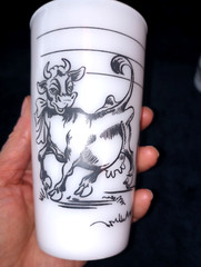 2 Tumblers Borden Dairy Elsie the Cow & Friends Milk Glasses Vintage