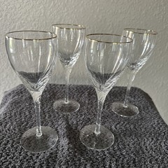 Lenox Encore Crystal Gold Rim Twisted Spiral Stem Wine Glasses Set of 4 – 7 7/8”