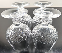 4) Cristal D’Arques Longchamp Brandy Glass Set Crystal Cut Snifters Stemware Lot