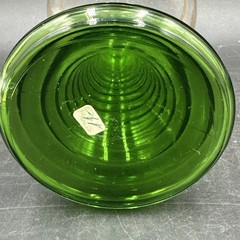 German Roemer Wine Glass Green Etched Signed Gold Trimmed Flower St. Moritz