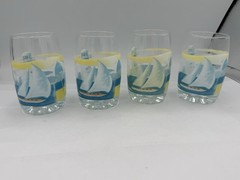 VTG Beau Rivage Casino Boats Lighthouse Glasses Set Of 4