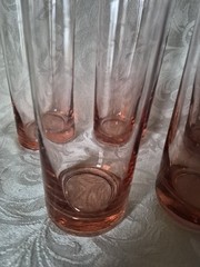 MCM Hand Blown Retro Pink Bubble Glass Bud Vases/Highball Glasses 7.25in Set/5