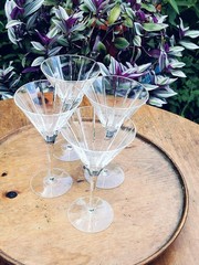 Williams Sonoma Crystal Stemware Dorset 7 3/4″ X 4 3/8″ Martini Glass Set of 4