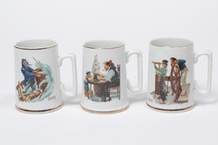 Vintage Norman Rockwell Mug Set 1985 Braving The Storm River Pilot Art Collectib