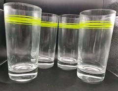MCM Corelle Corning Coordinates Green Stripe Highball Tumblers Set of 4 Vintage
