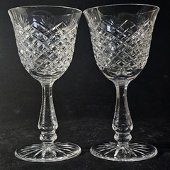 ROGASKA GIMBLES WATER GLASSES, Cut Lead Crystal, 7 1/2″, 9 Oz, SLOVENIA, 2PCS
