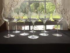 Francescan Ware Etched Grape And Vine Wines Glasses Set Of 8 Excellent! 8” High