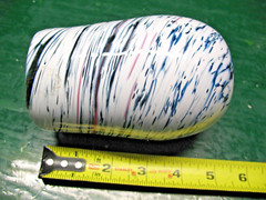 BLOWN GLASS TUMBLER SPUN SWIRLED WHITE / PINK END OF DAY 5» TALL