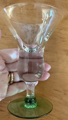 Set of 4 Vintage Hand Blown Cordial Cocktail Glasses Clear To Green 2 Oz
