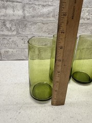 MCM Anchor Hocking Finlandia 1970’s avocado green 6″ glass tumblers Mid Century