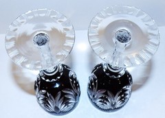 PAIR VINTAGE JOSAIR JOSEPHINE HUTTE RUBY CUT TO CLEAR 8 1/4″ WINE HOCK GLASSES