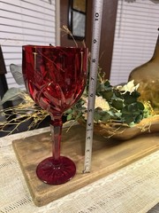 Set of 4 Waterford Marquis Crystal Brookside Red Water Goblets 8.5″H