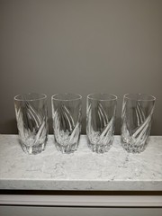 Lenox Debut Highball Glasses Set Elegant Crystal Clear Cut Drink Tumblers Four