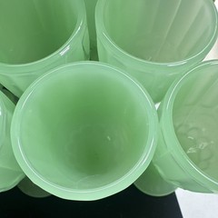 Lot of 10 Jadeite Green Amelie Sunflower Mini Goblet Cordial Shot Glasses MINT