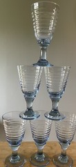 Vintage Blue Wine Glassware Sirrus Pattern by Libbey Set of 6, 8oz