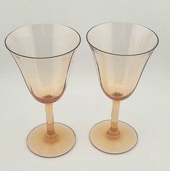 Set of 2- TIFFIN – FRANCISCAN- 14196 – Amber- Water Goblets Wine Glasses Vintage